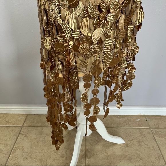 ASOS Edition sheer Bronze Sequin Fringe Mini Dress 6 holiday Party nightout NYE - Picture 11 of 15